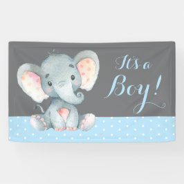 Boy Elephant Baby Shower Blau und Grau Banner