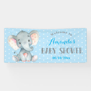 Boy Elephant Baby Shower Blau und Grau Banner