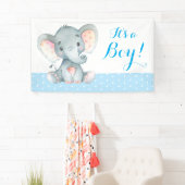 Boy Elephant Baby Shower Blue Banner (Insitu)