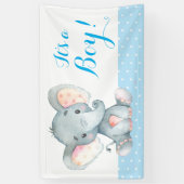 Boy Elephant Baby Shower Blue Banner (Vertikal)