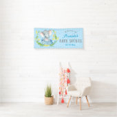 Boy Elephant Baby Shower Blue und Grau Banner (Insitu)