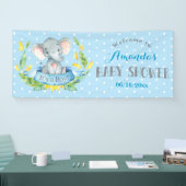 Boy Elephant Baby Shower Blue und Grau Banner (Messe)