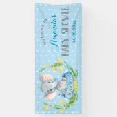 Boy Elephant Baby Shower Blue und Grau Banner (Vertikal)