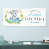 Boy Elephant Baby Shower Blue und Grau Banner (Messe)