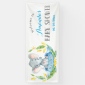 Boy Elephant Baby Shower Blue und Grau Banner (Vertikal)