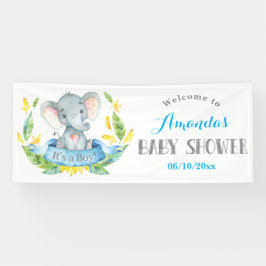 Boy Elephant Baby Shower Blue und Grau Banner