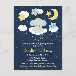 Boy Elephant Baby Shower Blue und Navy Postkarte
