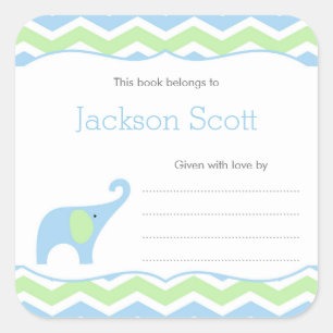 Boy Elephant Baby Shower Buchzeichen Aufkleber