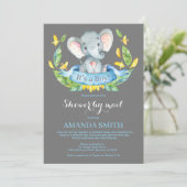 Boy Elephant Baby Shower by Mail Einladung (Stehend Vorderseite)