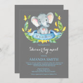 Boy Elephant Baby Shower by Mail Einladung (Vorne/Hinten)