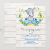 Boy Elephant Baby Shower by Mail Einladung (Vorne/Hinten)