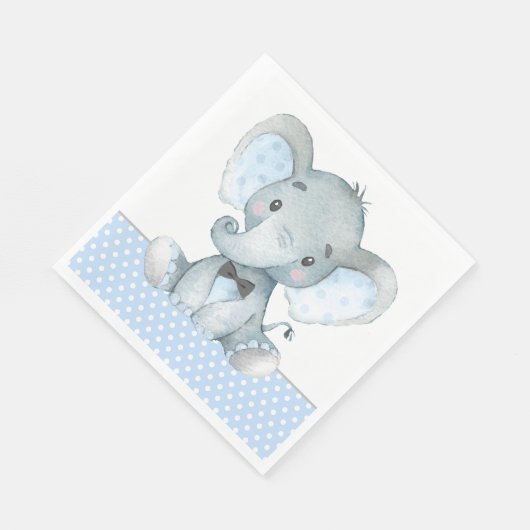 Boy Elephant Baby Showpapier Napkins Serviette (Ecke)