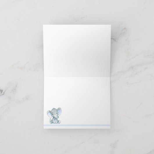 Boy Elephant Babydusche danke Ihnen Karten (Innenseite)