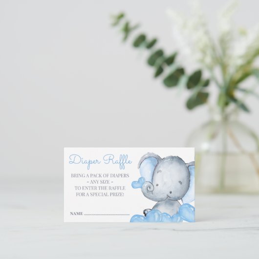 Boy Elephant Babydusche Windelwanne Begleitkarte (Stehend Vorderseite)