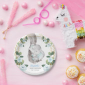 Boy Elephant Blue Gold Blumengrün Baby Dusche Pappteller (Party)