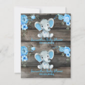 Boy Elephant Blue Two Per Page Danke Cards Einladung (Rückseite)