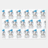 Boy Elephant Blue Winter Weihnachten Personalisier Geschenkpapier Set (Vorderseite)