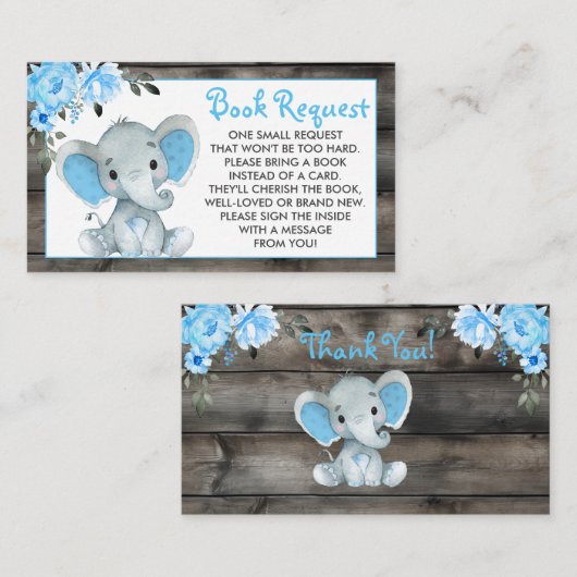 Boy Elephant Buchanfrage Karte Ticket rustikale Fl (Vorne/Hinten)