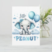 Boy Elephant Cute Peanut  Einladung (Stehend Vorderseite)