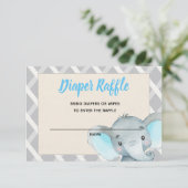 Boy Elephant Diaper Raffle Card Blue Einladung (Stehend Vorderseite)