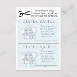 Boy Elephant Diaper Raffles Tickets Einladung