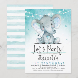 Boy Elephant Geburtstagsparty Einladung