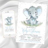 Boy Elephant Glitzer Kinderdusche Einladung