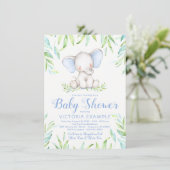Boy Elephant Jungle Baby Shower Einladungen (Stehend Vorderseite)