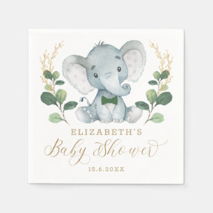 Boy Elephant Little Gentleman Greenery Baby Dusche Serviette