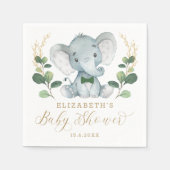 Boy Elephant Little Gentleman Greenery Baby Shower Serviette (Vorderseite)