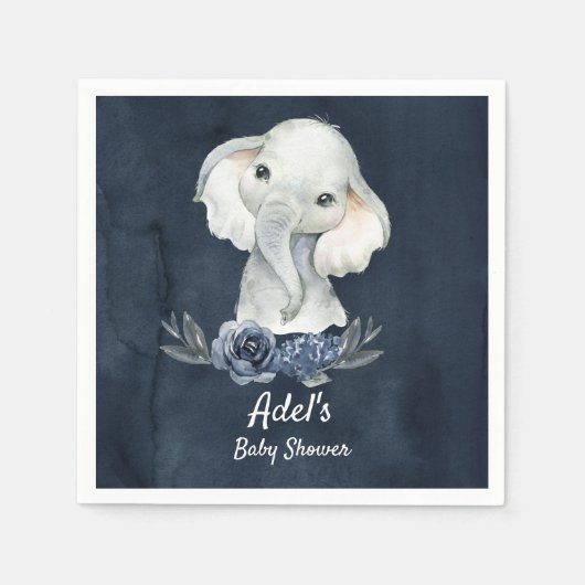 Boy Elephant Navy Party Napkins für Babydusche Serviette (Vorderseite)