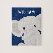 Boy Elephant Navy Personalisierten Kinder Puzzle (Vertikal)