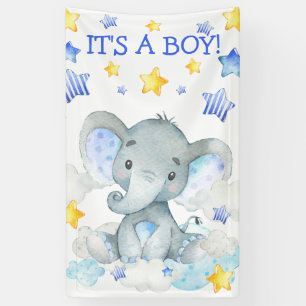 Boy Elephant Niedlich Watercolor Babydusche Banner