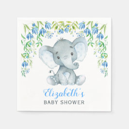 Boy Elephant Paper Napkin Blue Floral Baby Dusche Serviette