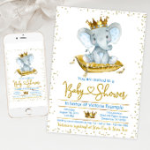 Boy Elephant Prince Baby Dusche Einladung