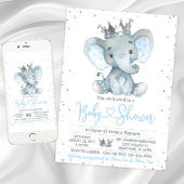 Boy Elephant Prince Baby Dusche Einladung