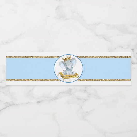 Boy Elephant Prince Baby Dusche Wasser Flasche Eti Wasserflaschenetikett (Einzelnes Label)