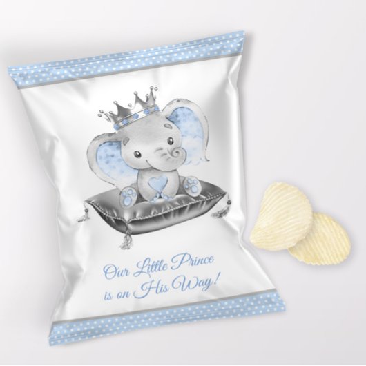 Boy Elephant Prince Baby Duschvorrichtung Chip Bag Flyer