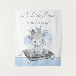 Boy Elephant Prince Baby Shower Backbanner Wandteppich