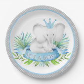 Boy Elephant Prince Baby Shower Teller (Vorderseite)