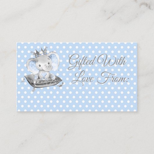 Boy Elephant Prince Display Dusche Begleitkarte (Rückseite)