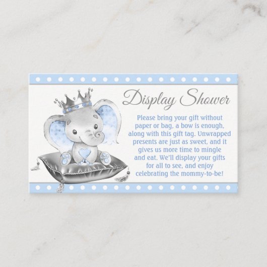 Boy Elephant Prince Display Dusche Begleitkarte (Vorderseite)