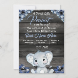 Boy Elephant Rustic Baby Shower Einladung Bloral