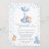 Boy Elephant Sweet Little Peanut Baby Dusche Einladung (Vorne/Hinten)