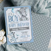 Boy Elephant und Zebra Baby Shower Einladung