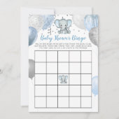 Boy Elephant Watercolor Babydusche Bingo Card Einladung (Vorderseite)