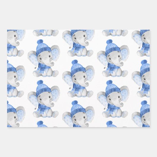 Boy Elephant Weihnachtswrapping Paper Geschenkpapier Set (Vorderseite)