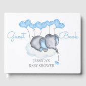Boy Elephant White and Blue Baby Dusche Gästebuch (Vorderseite)