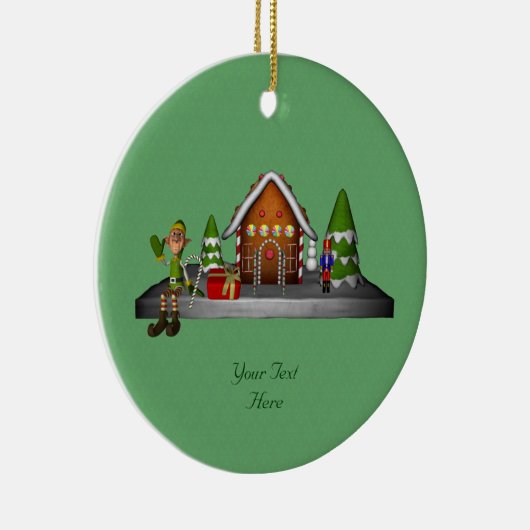 Boy Elf Gingerbread House Holiday Ornament (Rechts)