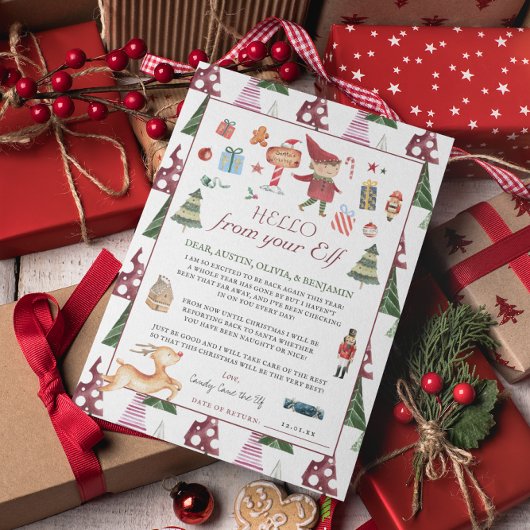 Boy Elf | Kids Christmas Elf Hallo Letter Card Einladung